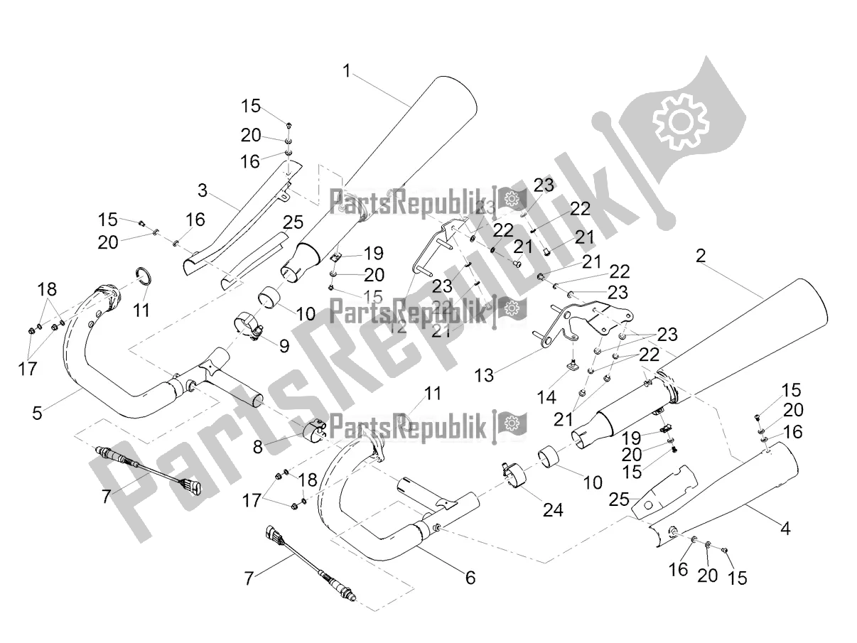 Toutes les pièces pour le Tuyau D'échappement du Moto-Guzzi V9 Bobber Sport 850 USA 2020