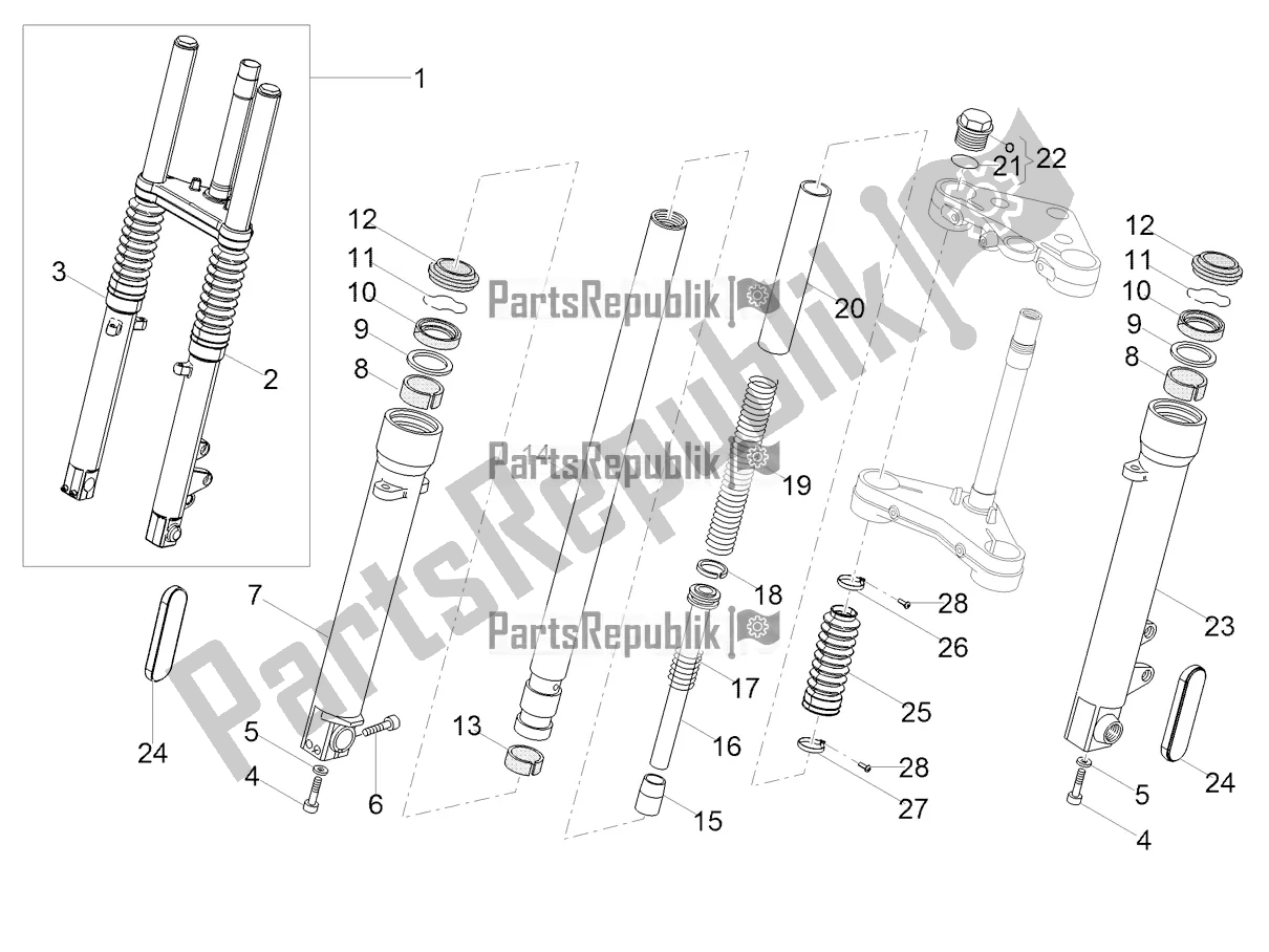 Todas las partes para Horquilla Delantera Kaifa de Moto-Guzzi V9 Bobber Sport 850 USA 2020