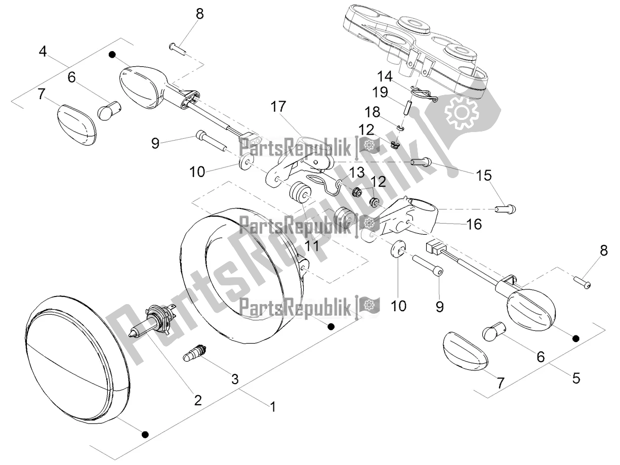 All parts for the Front Lights of the Moto-Guzzi V9 Bobber Sport 850 USA 2020