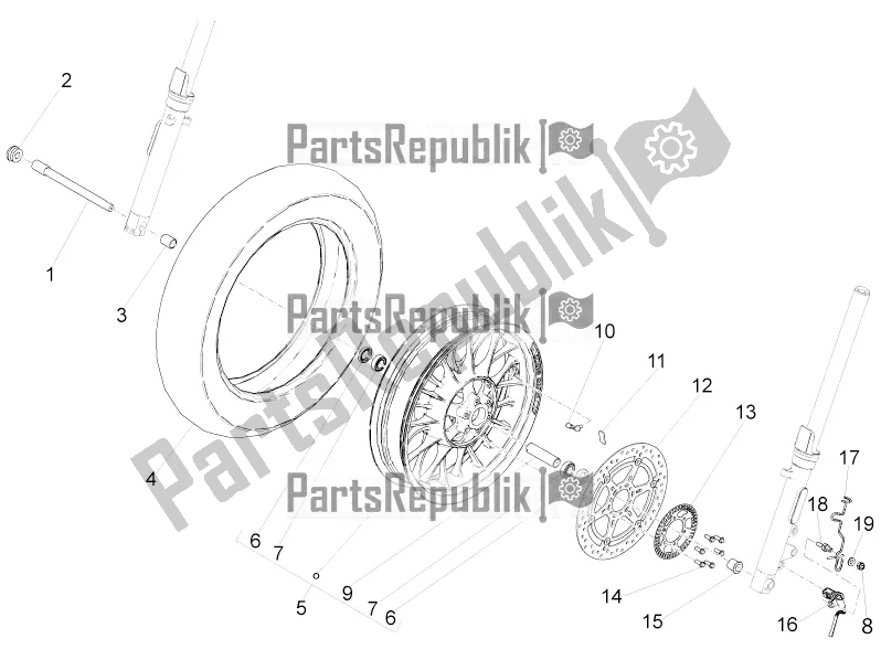 All parts for the Front Wheel of the Moto-Guzzi V9 Bobber Sport 850 USA 2020