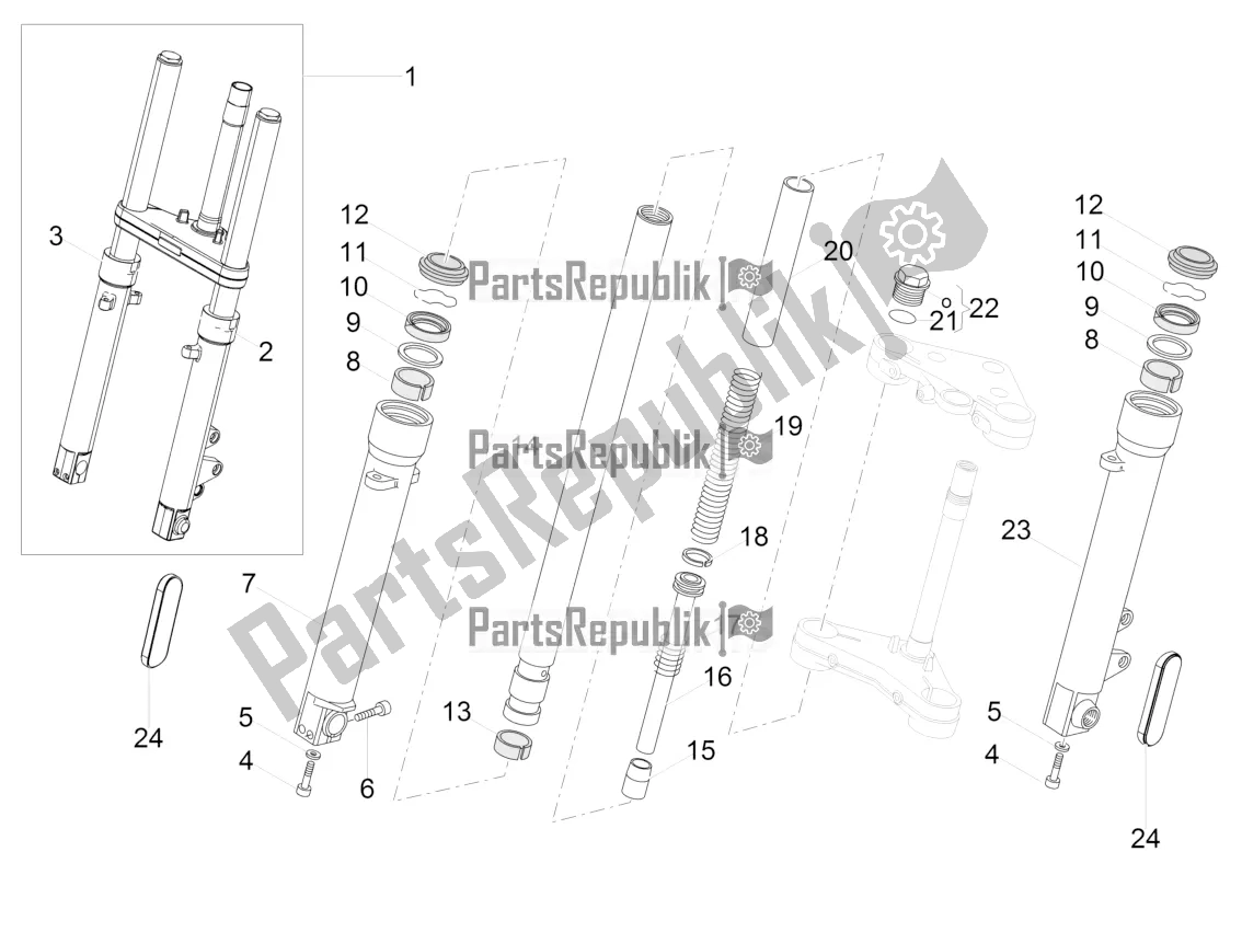 Toutes les pièces pour le Fourche Avant Kaifa du Moto-Guzzi V9 Roamer 850 2020