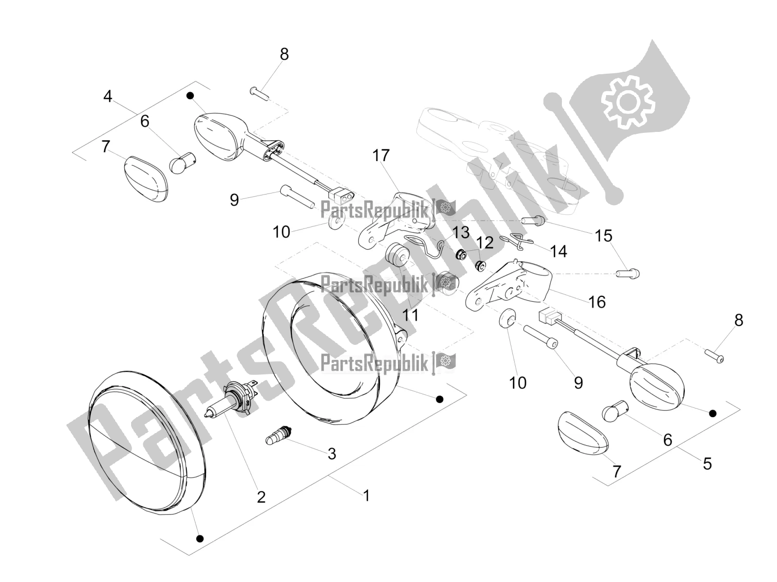Todas las partes para Luces Delanteras de Moto-Guzzi V9 Roamer 850 2020
