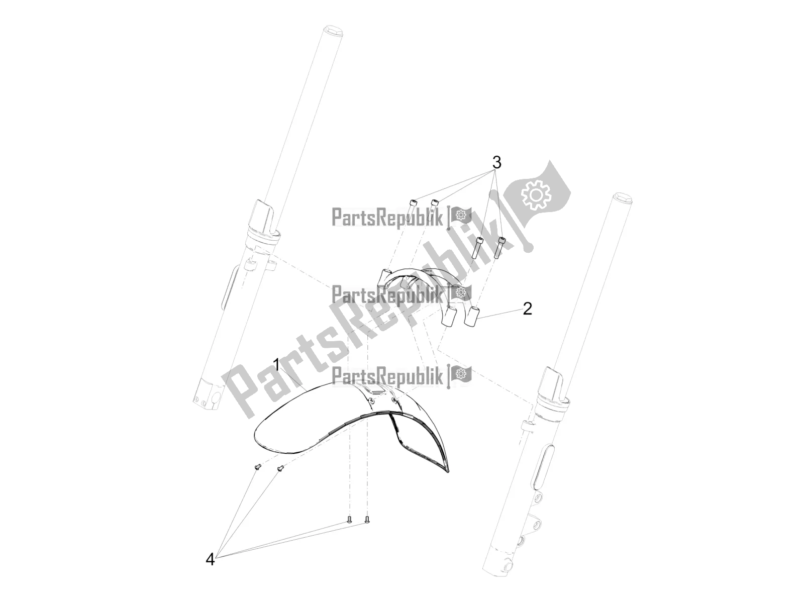 Tutte le parti per il Parafango Anteriore-colonna del Moto-Guzzi V9 Roamer 850 2020