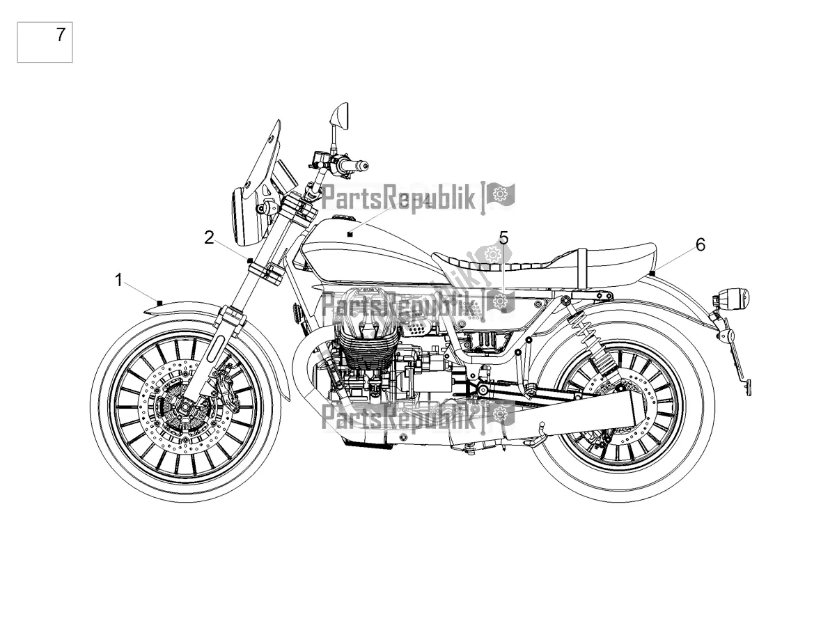 Tutte le parti per il Decalcomania del Moto-Guzzi V9 Roamer 850 2021