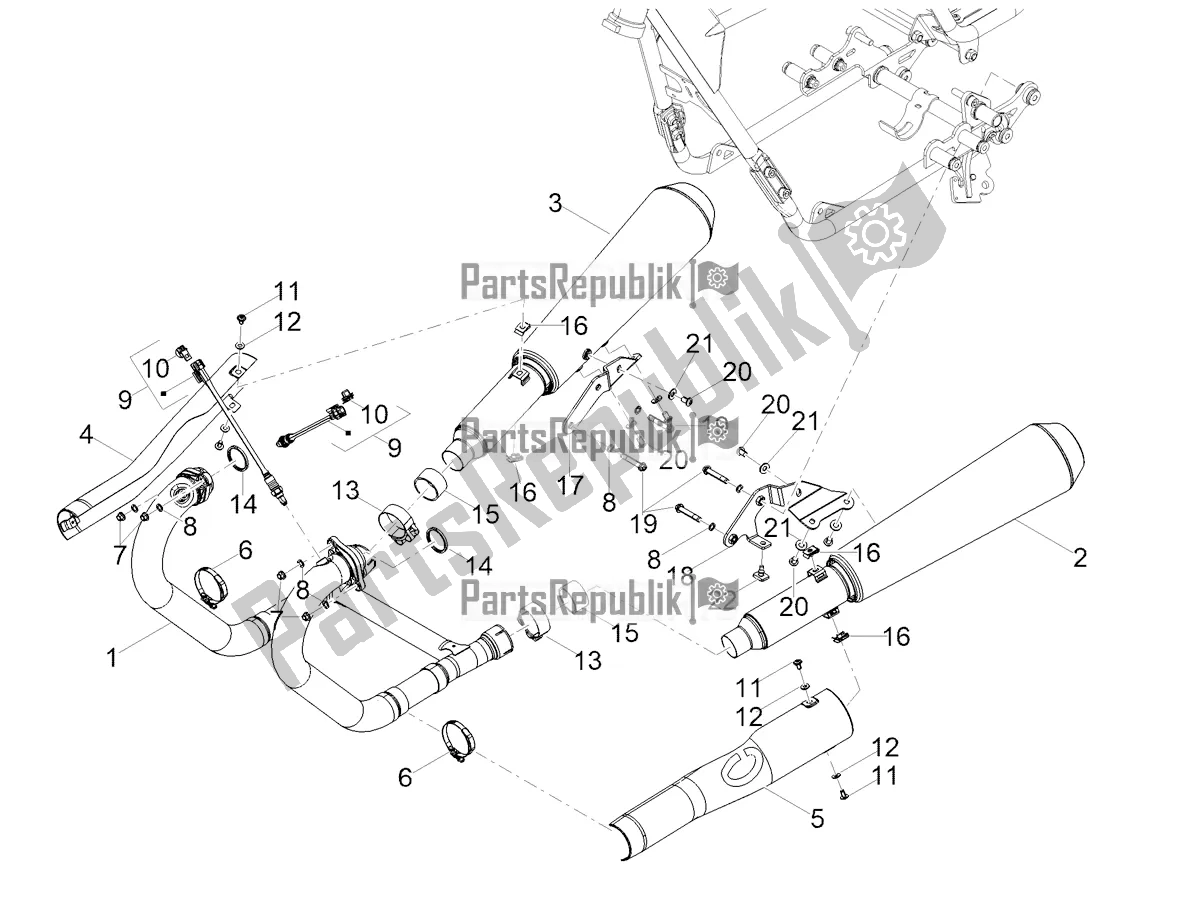 Tutte le parti per il Tubo Di Scarico del Moto-Guzzi V9 Roamer 850 2021