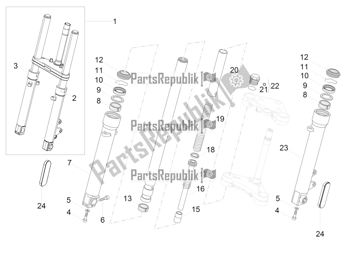 Toutes les pièces pour le Fourche Avant Kaifa du Moto-Guzzi V9 Roamer 850 2021