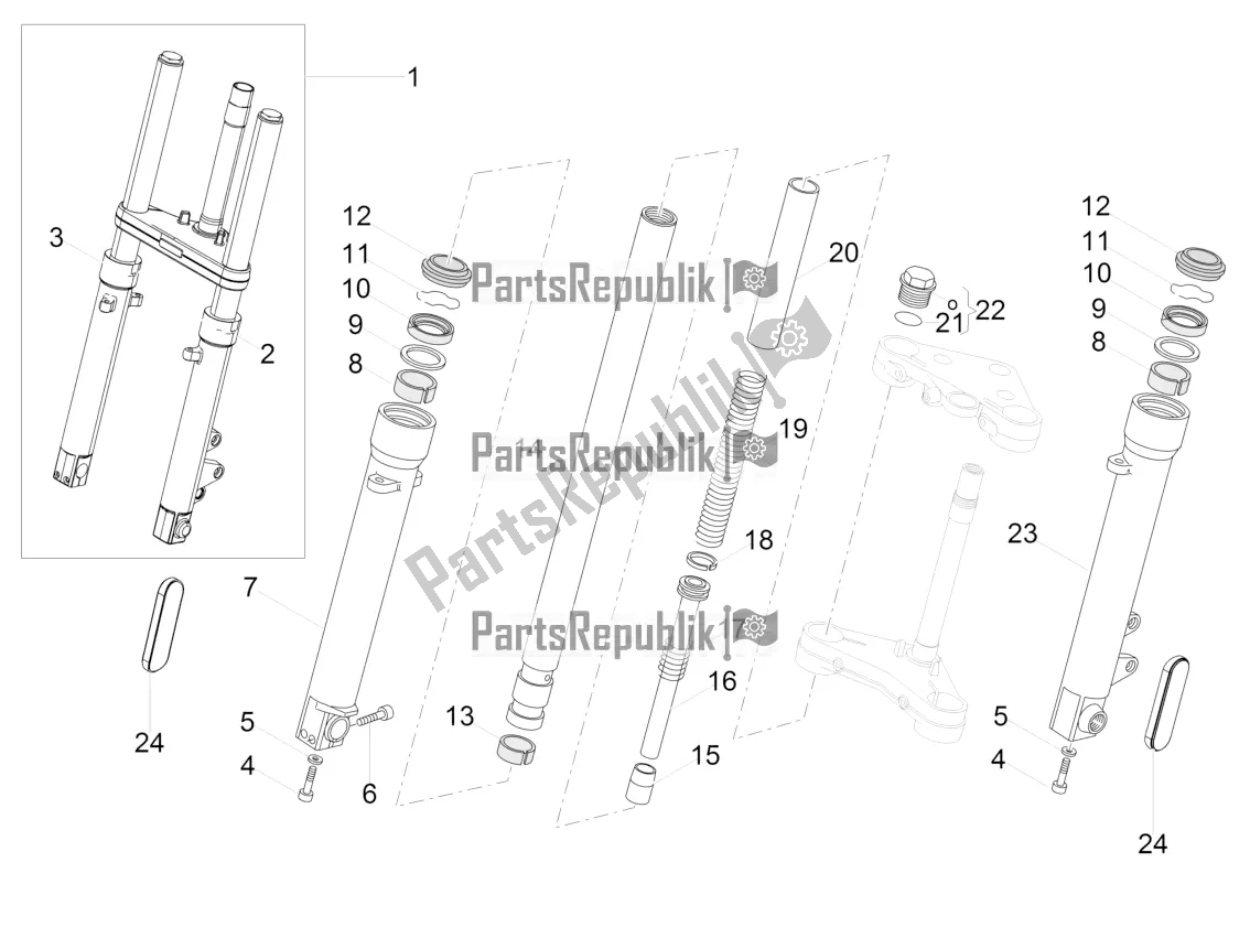 Toutes les pièces pour le Fourche Avant Kaifa du Moto-Guzzi V9 Roamer 850 2022