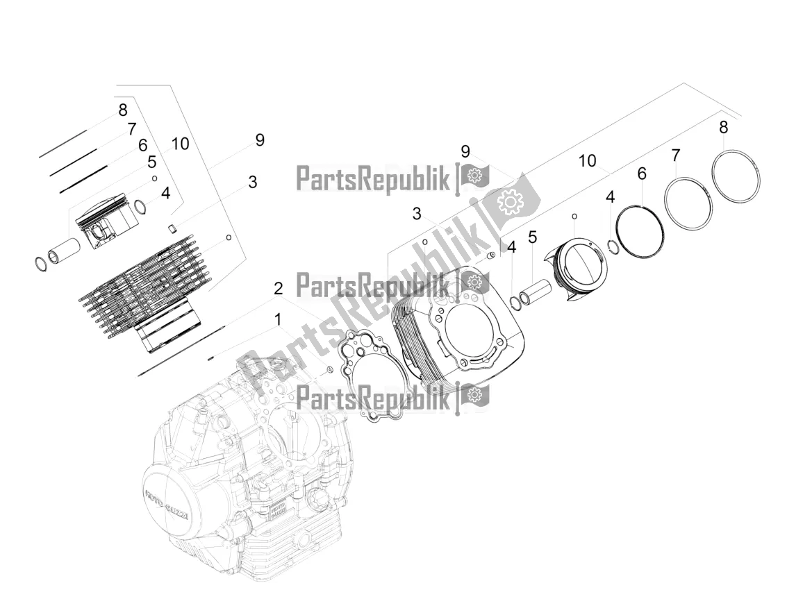 Todas las partes para Cilindro - Pistón de Moto-Guzzi V9 Roamer 850 ABS 2016
