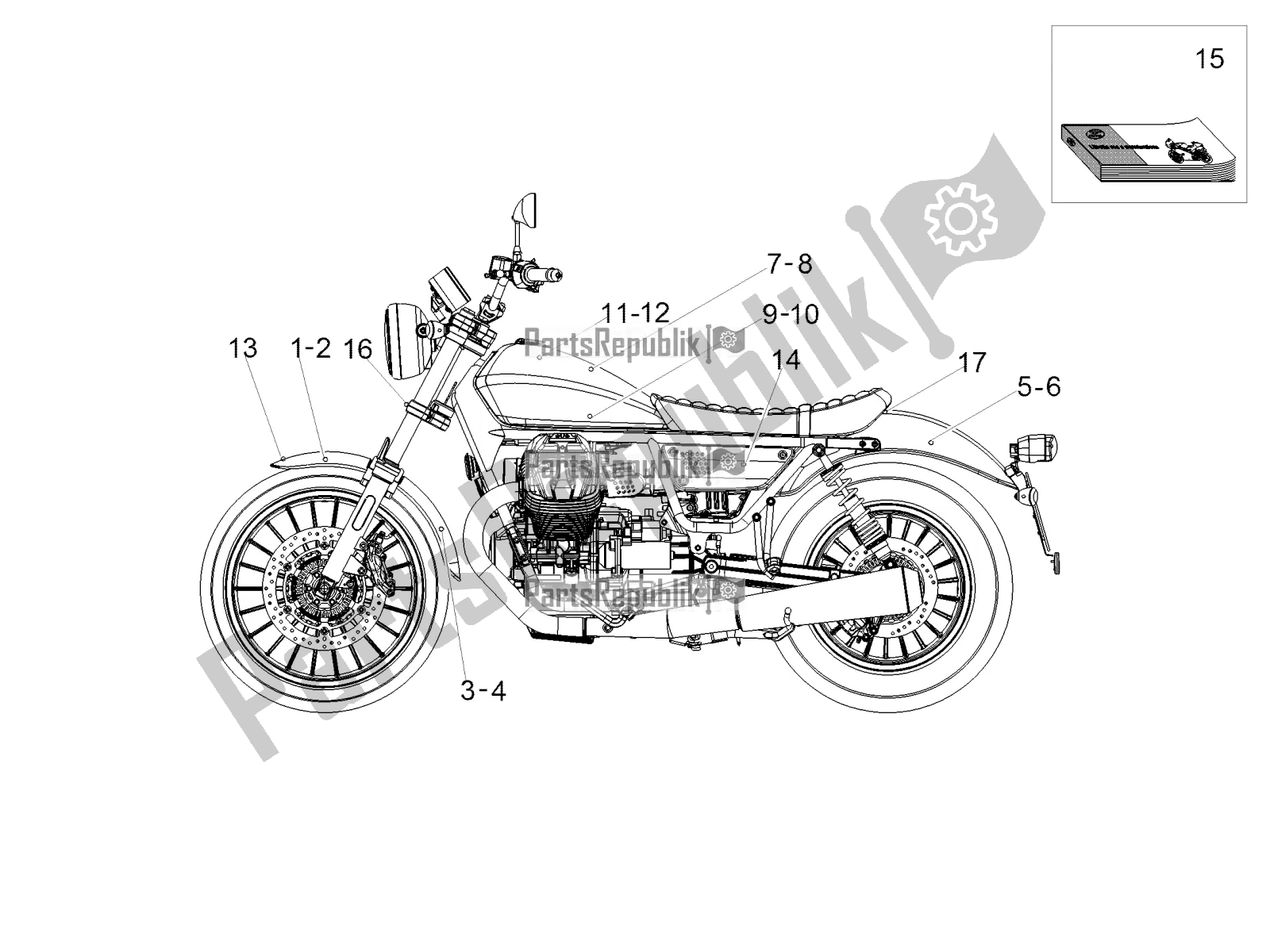 Todas las partes para Etiqueta de Moto-Guzzi V9 Roamer 850 ABS 2016
