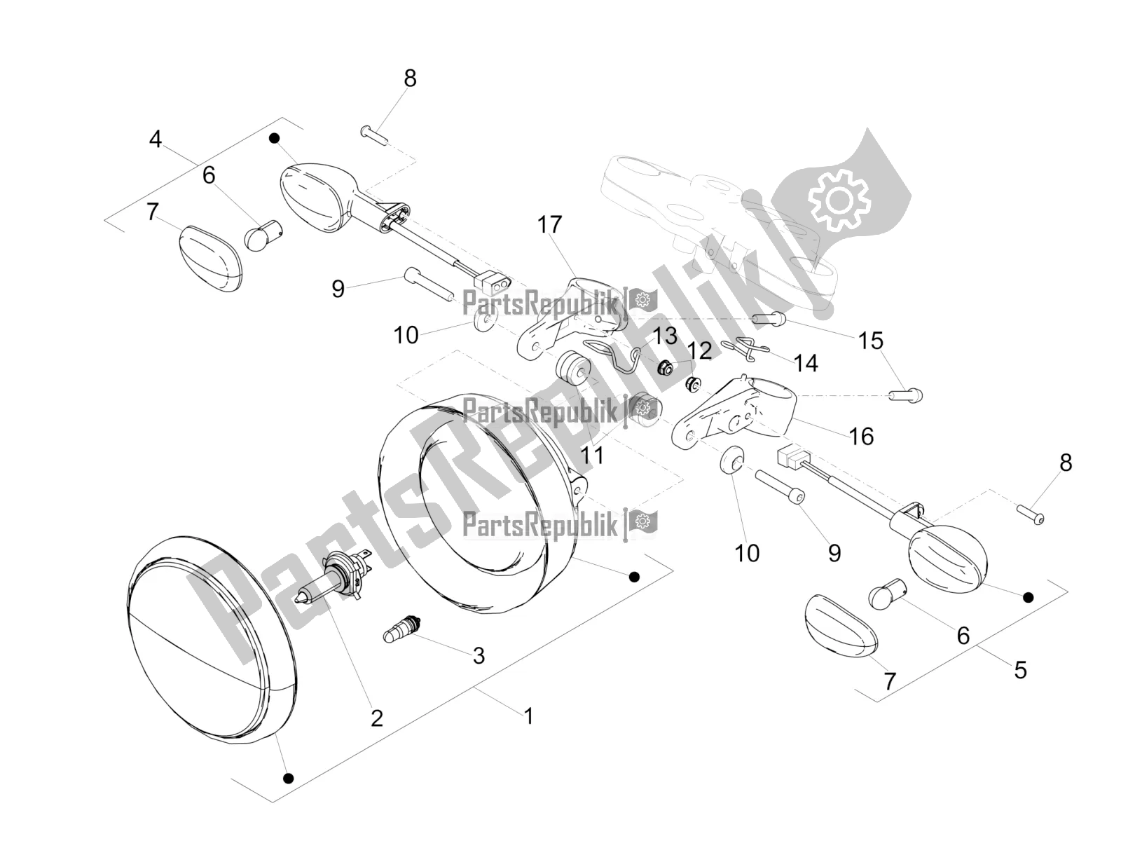 Todas las partes para Luces Delanteras de Moto-Guzzi V9 Roamer 850 ABS 2016