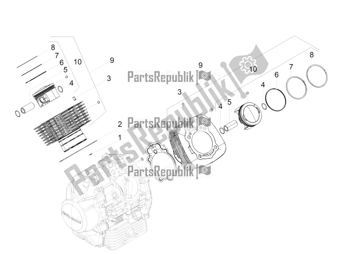 Toutes les pièces pour le Cylindre - Piston du Moto-Guzzi V9 Roamer 850 ABS 2017