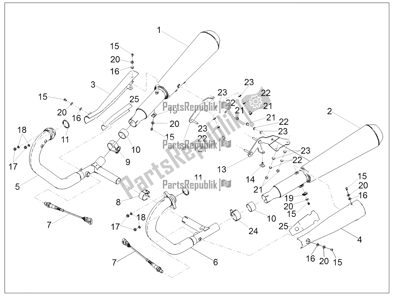 All parts for the Exhaust Pipe of the Moto-Guzzi V9 Roamer 850 ABS 2017