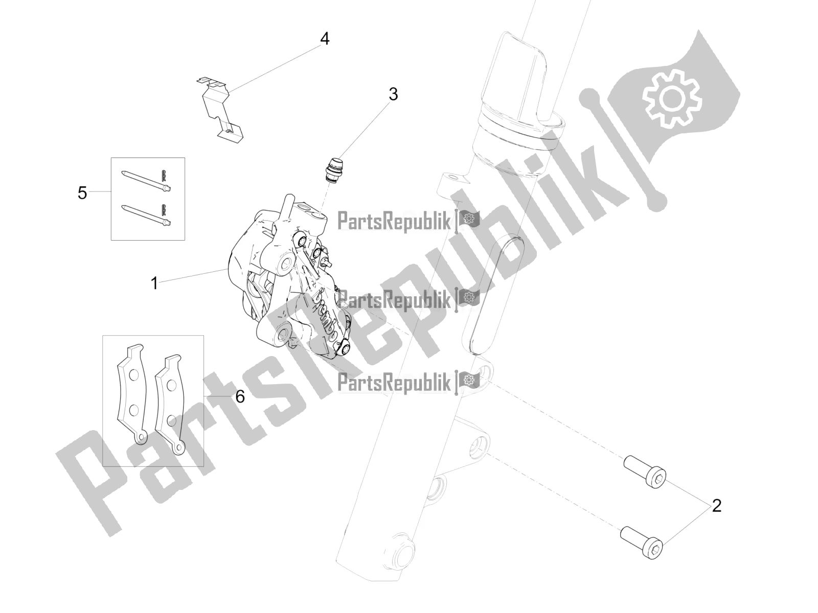 All parts for the Front Brake Caliper of the Moto-Guzzi V9 Roamer 850 ABS 2019