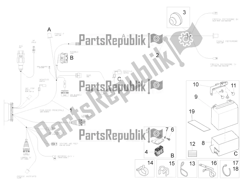 Tutte le parti per il Impianto Elettrico Posteriore del Moto-Guzzi V9 Roamer 850 ABS 2019