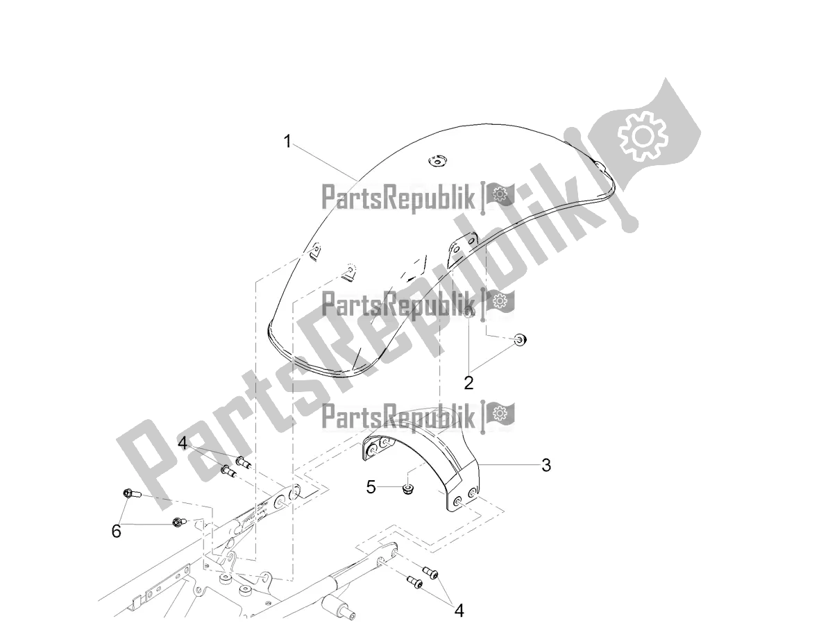 All parts for the Rear Mudguard of the Moto-Guzzi V9 Roamer 850 ABS 2019