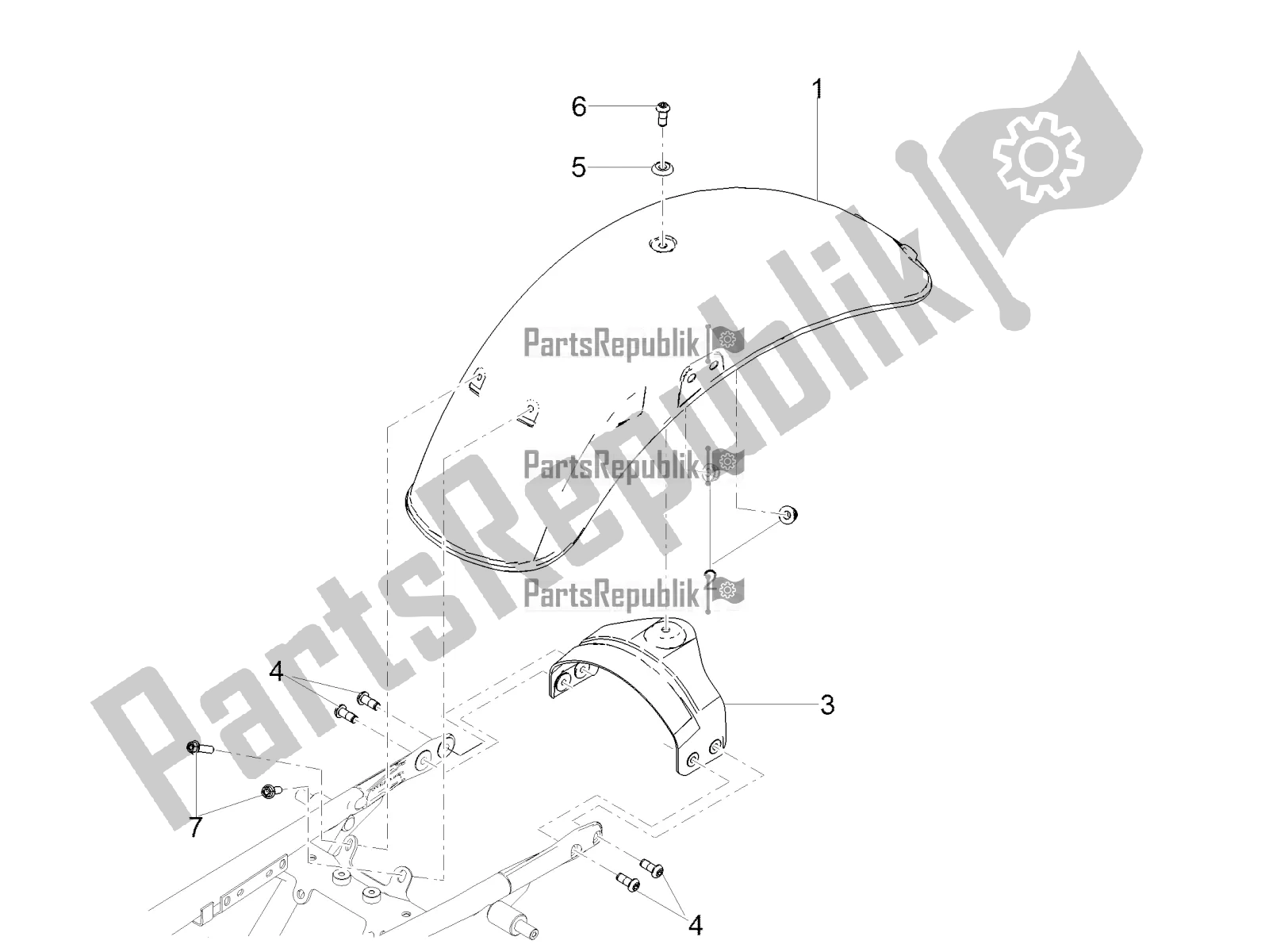 Tutte le parti per il Parafango Posteriore del Moto-Guzzi V9 Roamer 850 ABS USA 2017