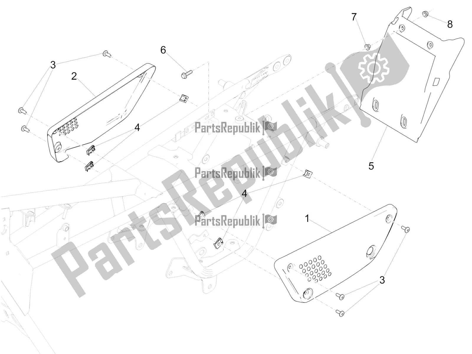 Tutte le parti per il Corpo Centrale del Moto-Guzzi V9 Roamer 850 Apac 2019