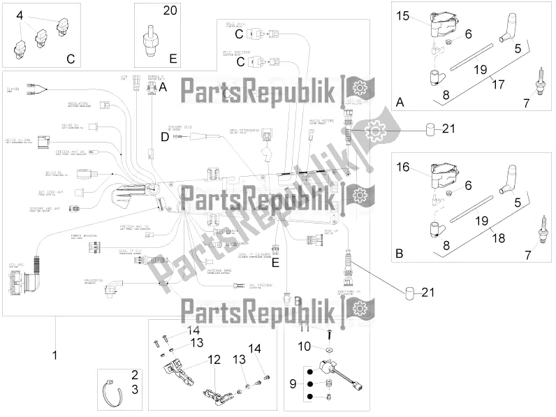 Todas las partes para Sistema Electrico Central de Moto-Guzzi V9 Roamer 850 Apac 2019