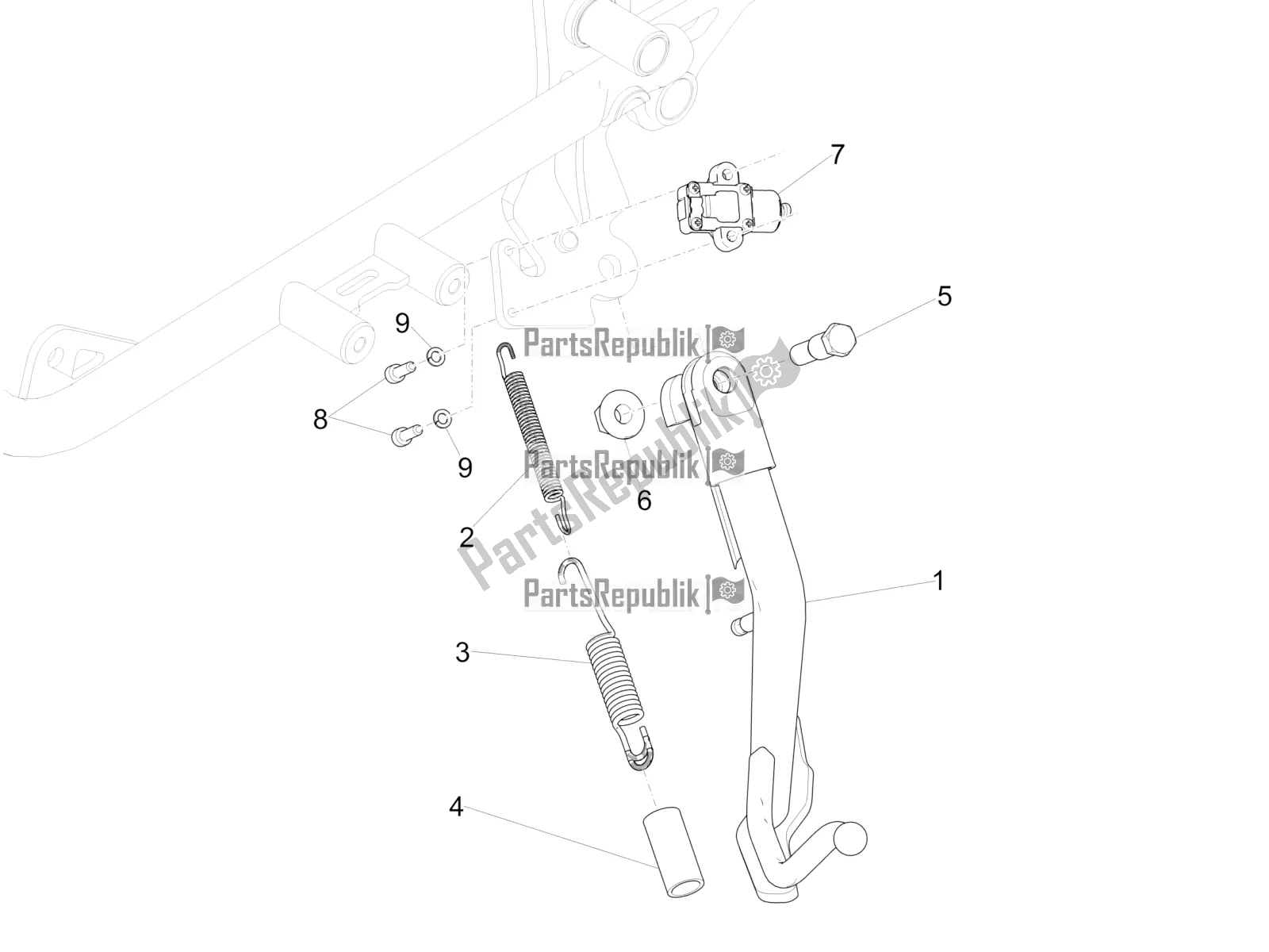 Toutes les pièces pour le Béquille Centrale du Moto-Guzzi V9 Roamer 850 Apac 2019