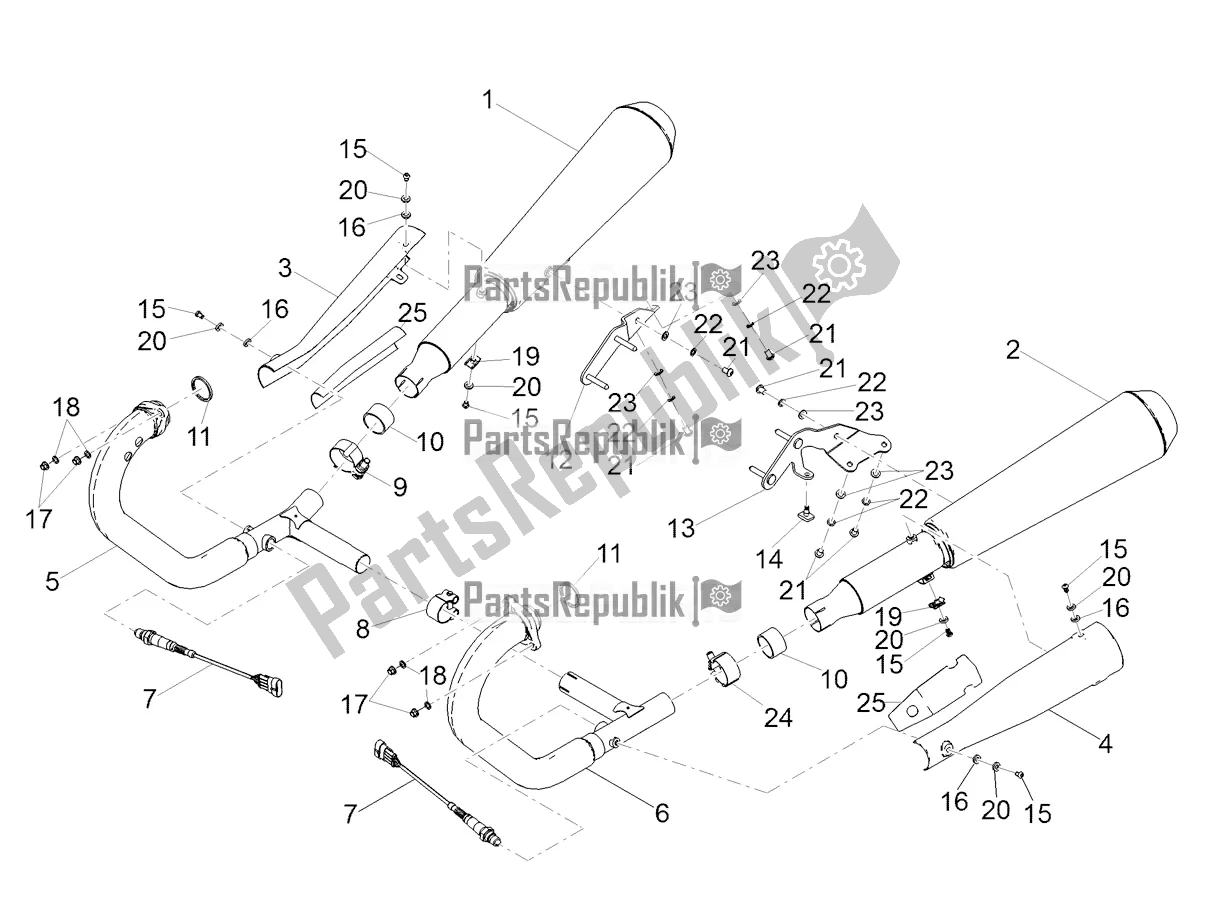 Toutes les pièces pour le Tuyau D'échappement du Moto-Guzzi V9 Roamer 850 Apac 2019