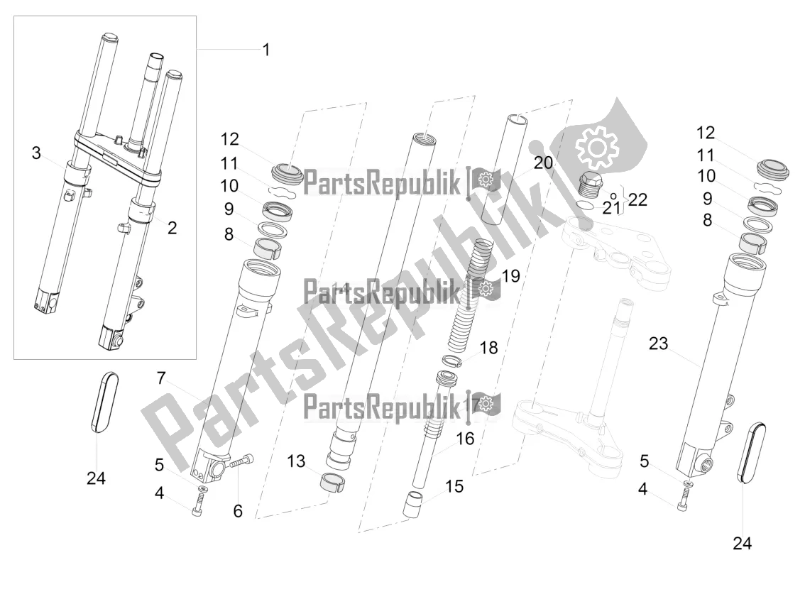 Toutes les pièces pour le Fourche Avant Kaifa du Moto-Guzzi V9 Roamer 850 Apac 2019