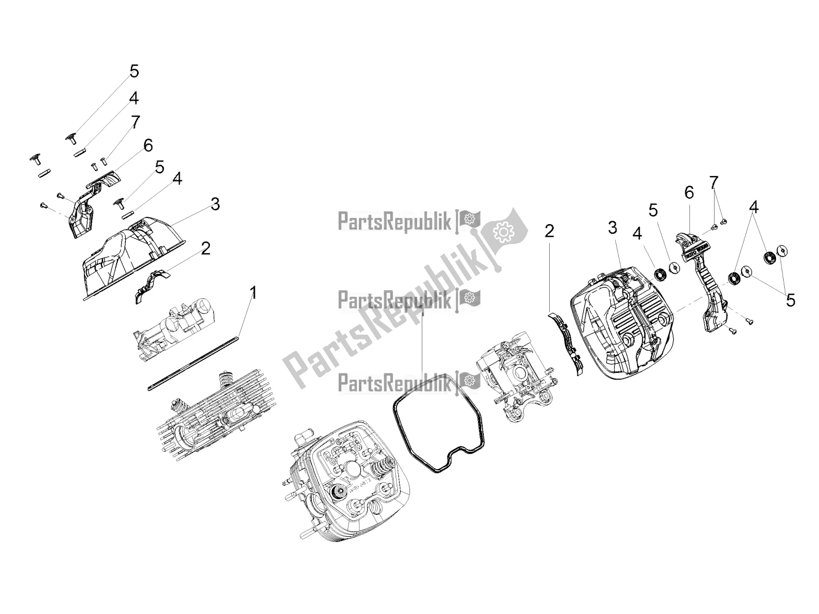 All parts for the Head Cover of the Moto-Guzzi V9 Roamer 850 Apac 2019