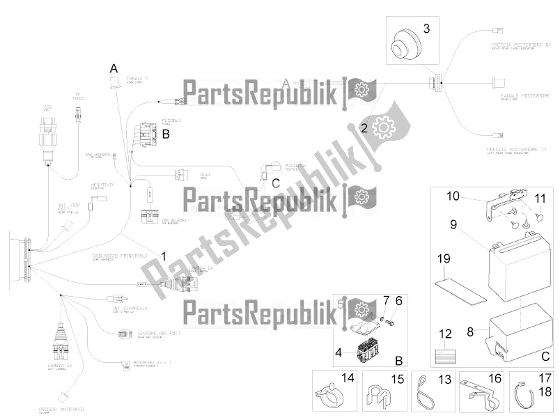 Toutes les pièces pour le Système électrique Arrière du Moto-Guzzi V9 Roamer 850 Apac 2019