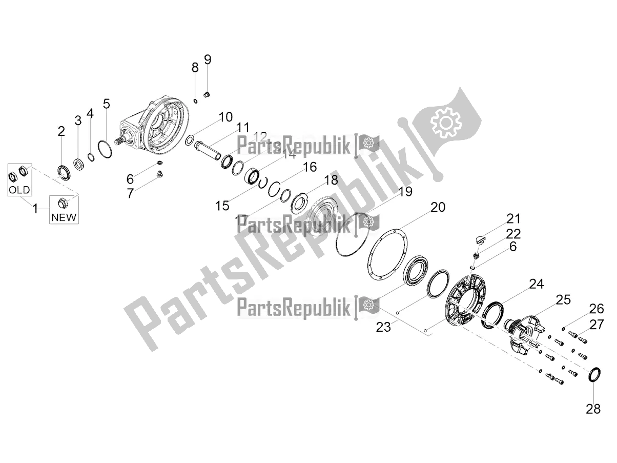 Tutte le parti per il Trasmissione / Componenti Posteriori del Moto-Guzzi V9 Roamer 850 Apac 2019