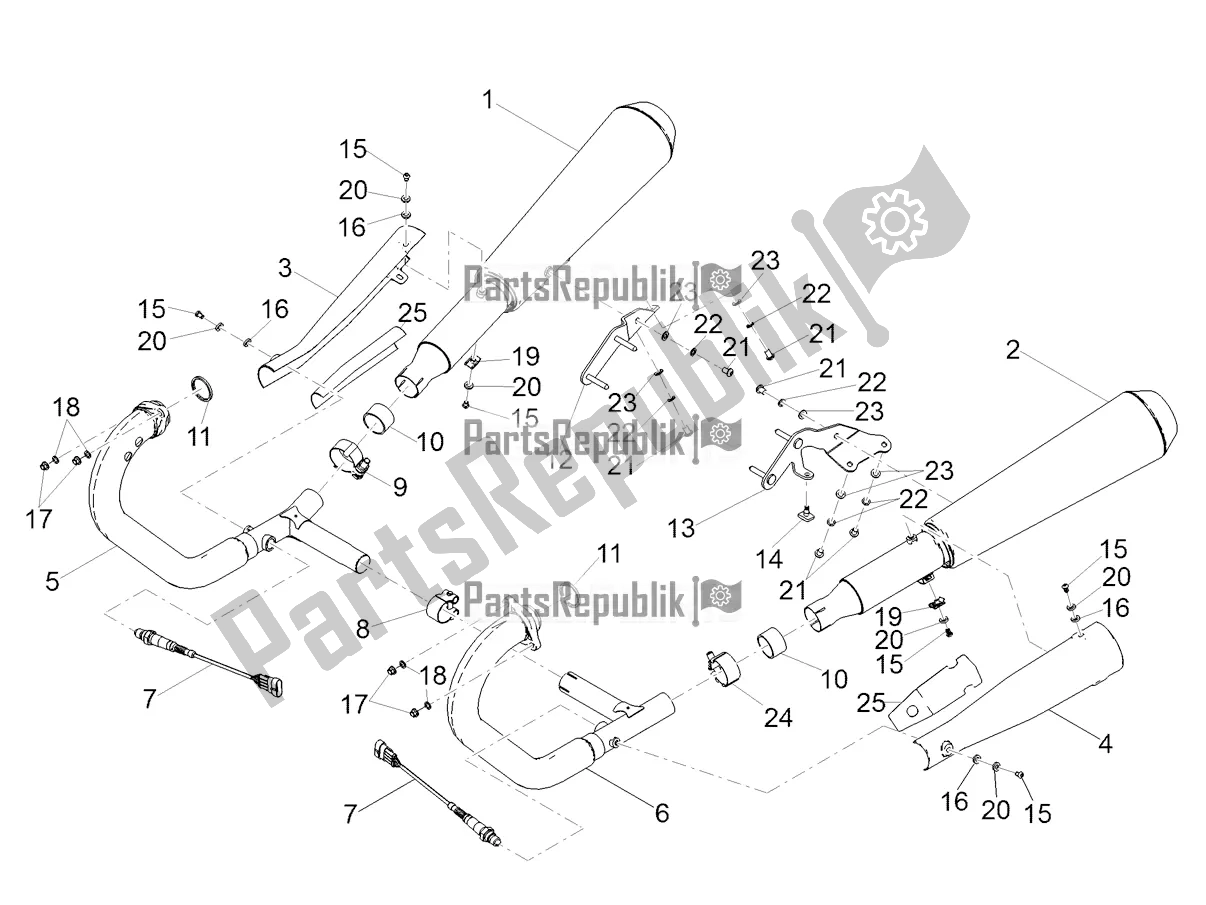 Toutes les pièces pour le Tuyau D'échappement du Moto-Guzzi V9 Roamer 850 Apac 2020