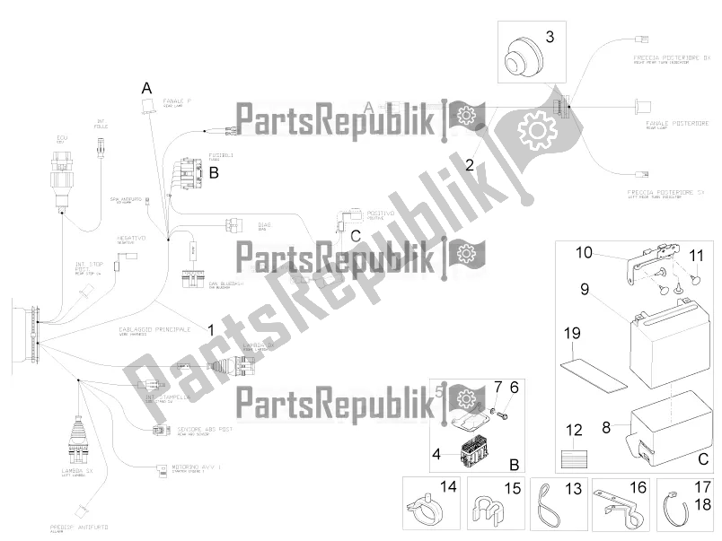 All parts for the Rear Electrical System of the Moto-Guzzi V9 Roamer 850 USA 2019