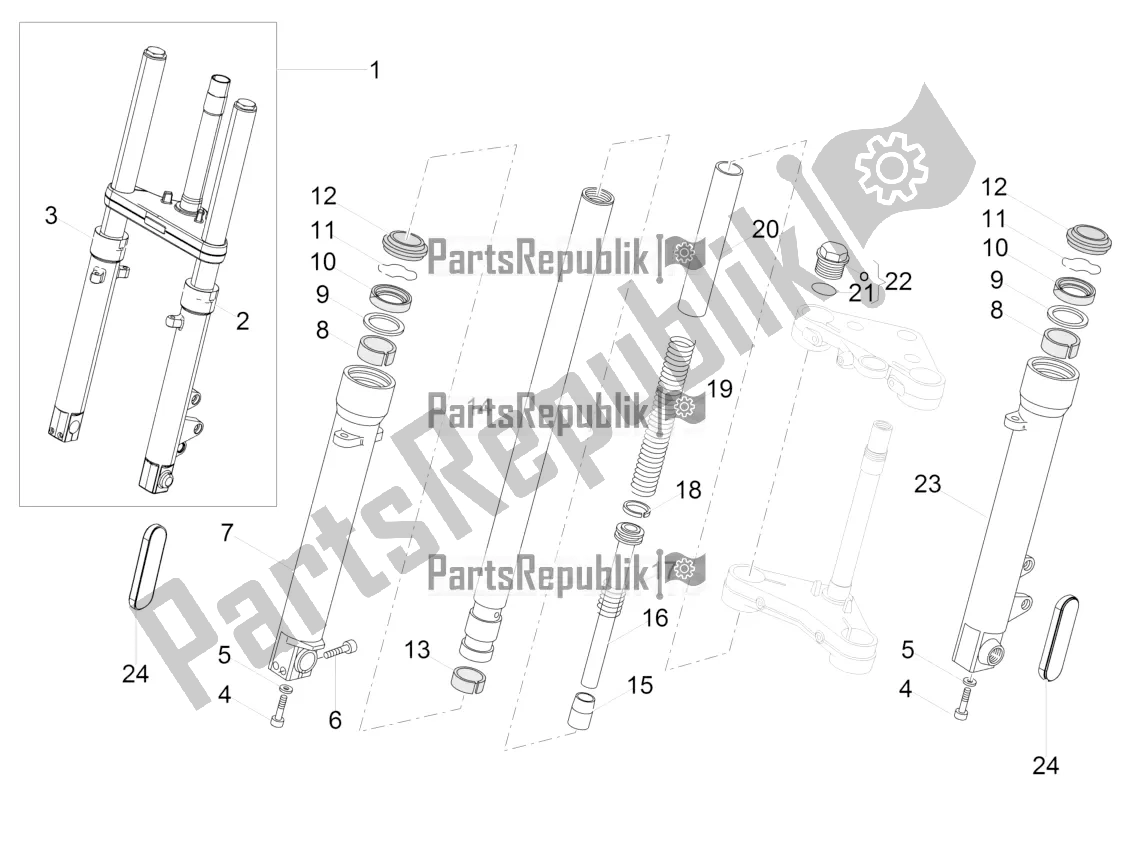 Todas as partes de Garfo Dianteiro Kaifa do Moto-Guzzi V9 Roamer 850 USA 2020