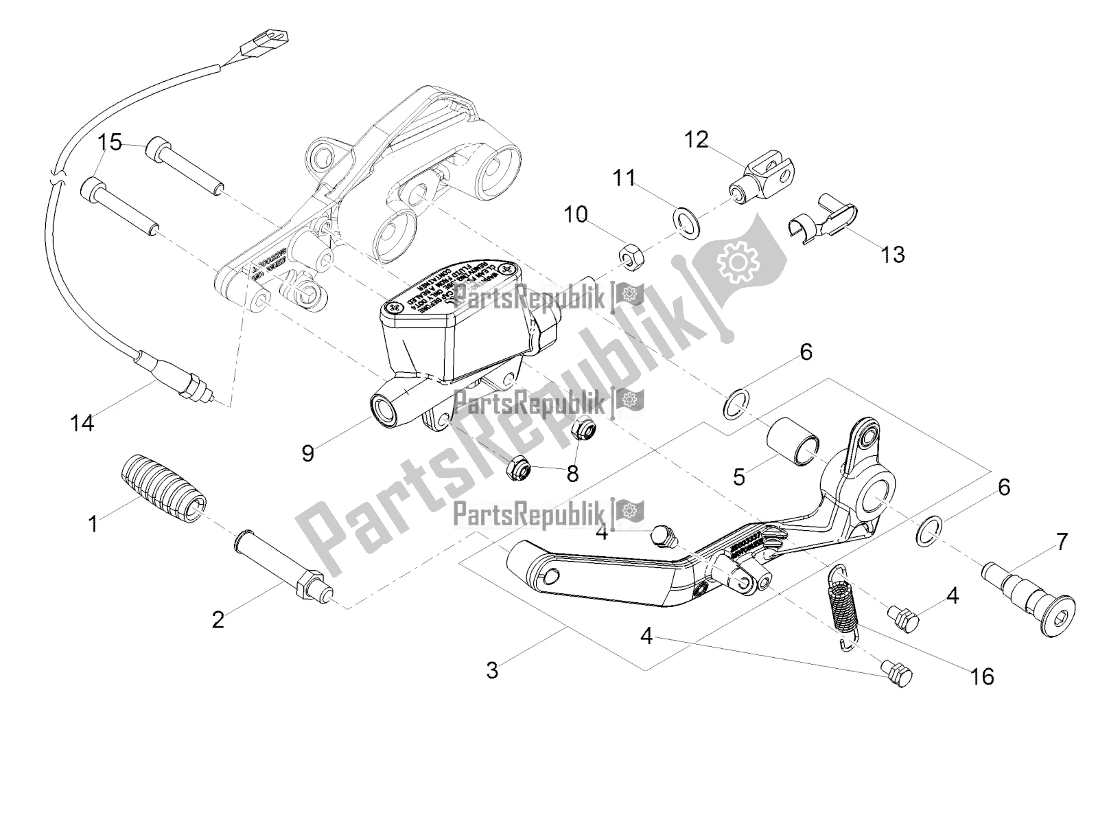Toutes les pièces pour le Maître-cylindre Arrière du Moto-Guzzi V9 Roamer 850 USA 2020