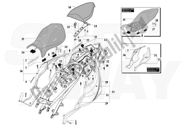 Todas as partes de Rear Fairing - Seat do MV Agusta Brutale 1090-1090R-1090 RR 109010901090 2013