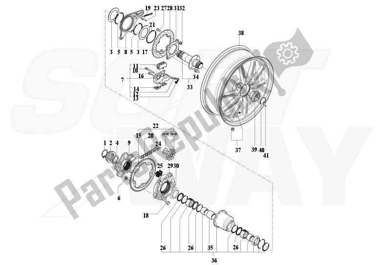 Todas as partes de Roda Traseira do MV Agusta Brutale 1090-1090R-1090 RR 109010901090 2013