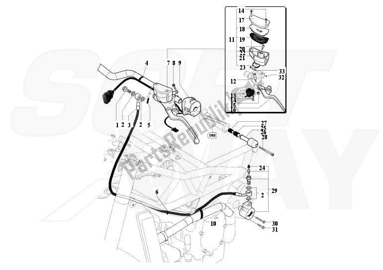 Alle onderdelen voor de Koppeling Hoofdremcilinder van de MV Agusta Brutale 1090-1090R-1090 RR 109010901090 2013