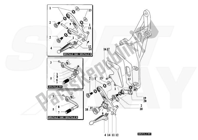 Todas las partes para Reposapiés, Izquierda de MV Agusta Brutale 1090-1090R-1090 RR 109010901090 2013