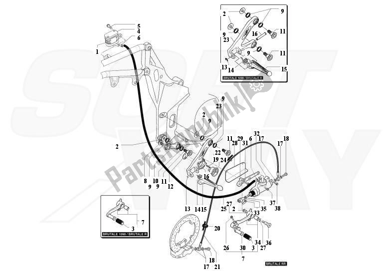 Alle onderdelen voor de Voetsteunen, Juist van de MV Agusta Brutale 1090-1090R-1090 RR 109010901090 2013