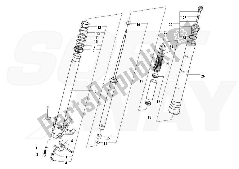 Alle onderdelen voor de Fork Leg Assy, Right 1090rr van de MV Agusta Brutale 1090-1090R-1090 RR 109010901090 2013