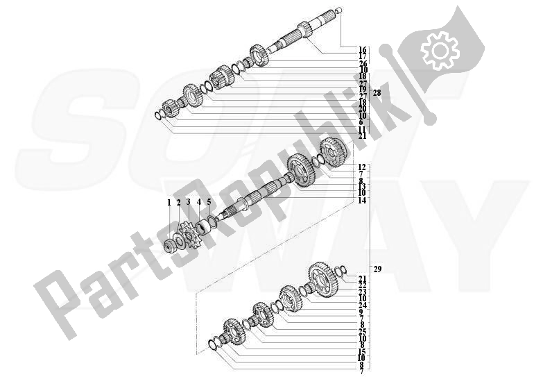 Alle onderdelen voor de Versnellingsbak van de MV Agusta Brutale 1090-1090R-1090 RR 109010901090 2013