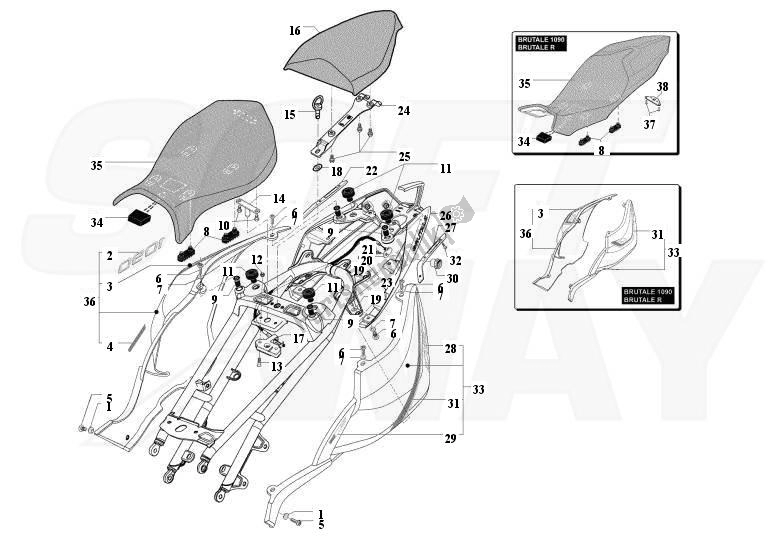 Alle onderdelen voor de Rear Fairing - Seat van de MV Agusta Brutale 1090-1090R-1090 RR 109010901090 2013