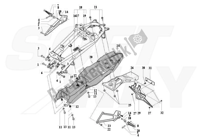 Alle onderdelen voor de Achterframe van de MV Agusta Brutale 1090-1090R-1090 RR 109010901090 2013