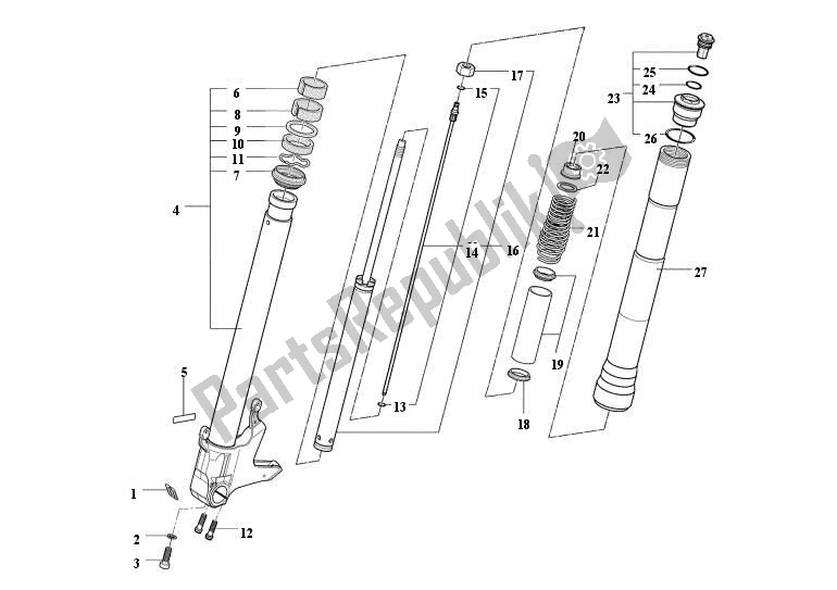 Alle onderdelen voor de Fork Leg Assy, Right 990r-brutale 920 van de MV Agusta Brutale 920-990 R-1090 RR 9209901090 2010