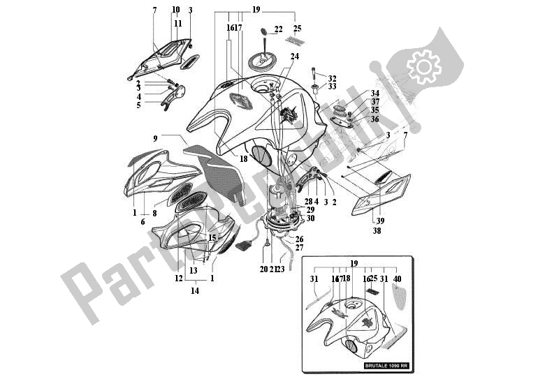 Alle onderdelen voor de Benzinetank van de MV Agusta Brutale 920-990 R-1090 RR 9209901090 2010