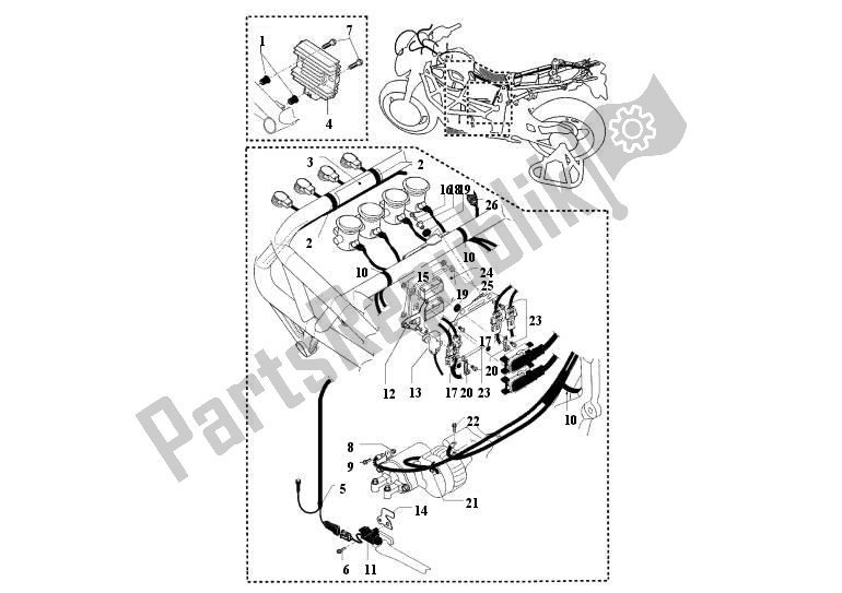 Alle onderdelen voor de Injection Wiring Harness van de MV Agusta Brutale 920-990 R-1090 RR 9209901090 2010