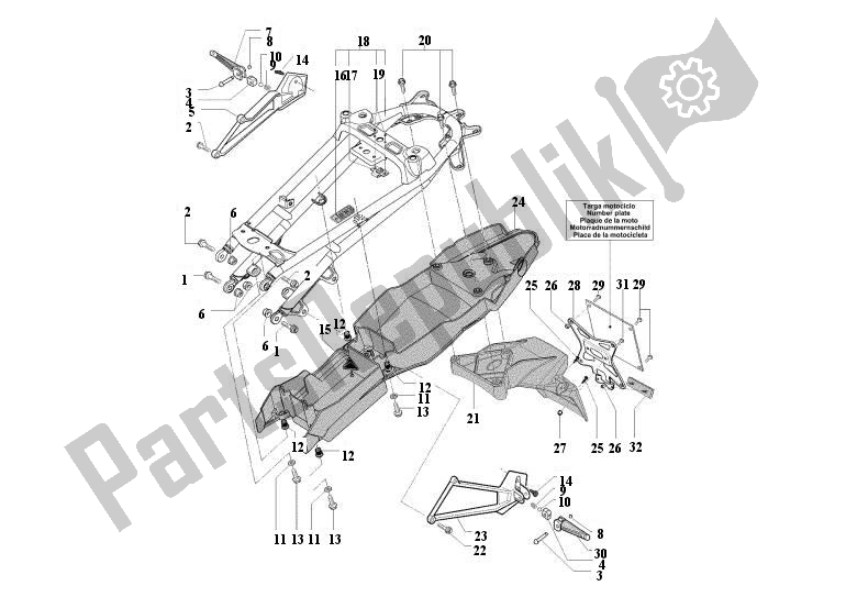 Alle onderdelen voor de Achterframe van de MV Agusta Brutale 920-990 R-1090 RR 9209901090 2010