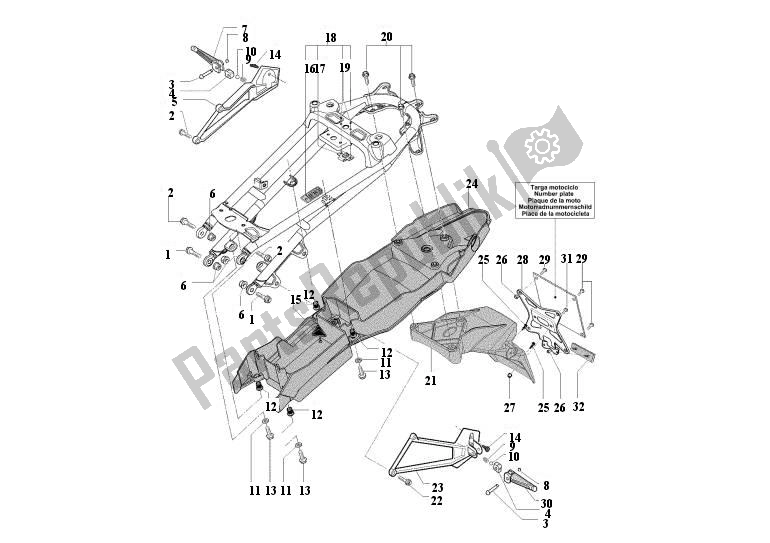 Alle onderdelen voor de Achterframe van de MV Agusta Brutale 920-990 R-1090 RR 9209901090 2011