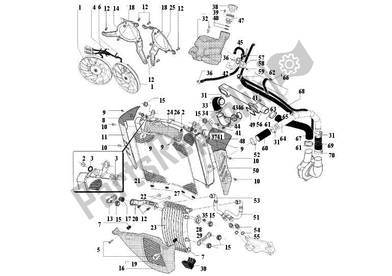 Alle onderdelen voor de Koelsysteem van de MV Agusta Brutale 989 R-1078 RR 900 9891078900 2008