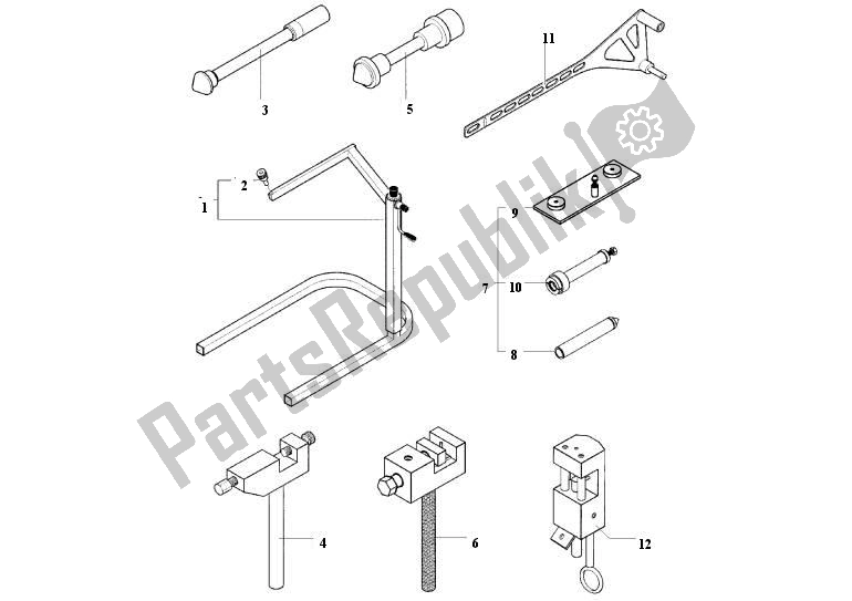 Alle onderdelen voor de Workshop Service Tools, Frame Ii van de MV Agusta Brutale 989 R-1078 RR 900 9891078900 2008