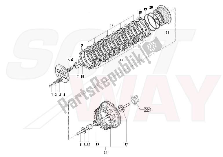 Alle onderdelen voor de Clutch 1090r van de MV Agusta Brutale R-RR 1090 2012