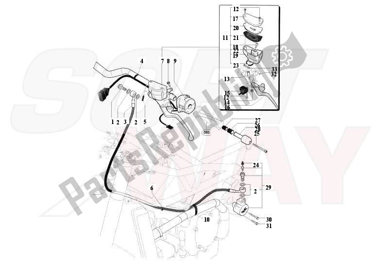 Alle onderdelen voor de Koppeling Hoofdremcilinder van de MV Agusta Brutale R-RR 1090 2012